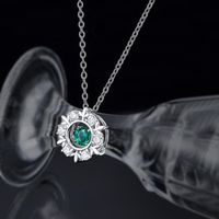 Elegant Classic Style Square Bow Knot Sterling Silver Inlay Artificial Gemstones Necklace sku image 2