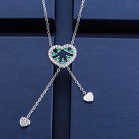 Elegant Classic Style Square Bow Knot Sterling Silver Inlay Artificial Gemstones Necklace main image 5