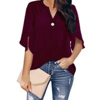 Women's Blouse Half Sleeve T-shirts Button Casual Basic Simple Style Solid Color main image 11