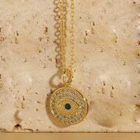 Vintage Style Simple Style Devil's Eye Copper Enamel Plating Inlay Zircon 14k Gold Plated Pendant Necklace main image 5