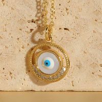 Vintage Style Simple Style Devil's Eye Copper Enamel Plating Inlay Zircon 14k Gold Plated Pendant Necklace main image 4
