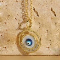 Vintage Style Simple Style Devil's Eye Copper Enamel Plating Inlay Zircon 14k Gold Plated Pendant Necklace main image 3