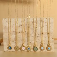 Vintage Style Simple Style Devil's Eye Copper Enamel Plating Inlay Zircon 14k Gold Plated Pendant Necklace main image 9