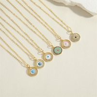 Vintage Style Simple Style Devil's Eye Copper Enamel Plating Inlay Zircon 14k Gold Plated Pendant Necklace main image 7