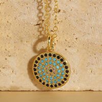 Vintage Style Simple Style Devil's Eye Copper Enamel Plating Inlay Zircon 14k Gold Plated Pendant Necklace sku image 7