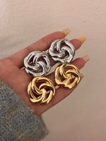 1 Pair Ig Style Retro Geometric Plating Alloy Gold Plated Silver Plated Ear Studs main image 6