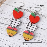1 Pair Fashion Heart Shape Apple Wood Drop Earrings main image 2