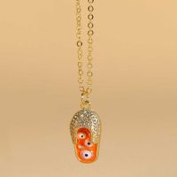 Vintage Style Simple Style Devil's Eye Shoe Copper Plating Inlay Zircon 14k Gold Plated Pendant Necklace sku image 2