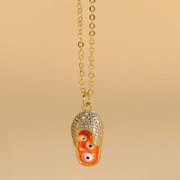 Vintage Style Simple Style Devil's Eye Shoe Copper Plating Inlay Zircon 14k Gold Plated Pendant Necklace main image 3