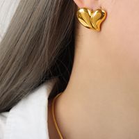 1 Pair Elegant Heart Shape Patchwork Plating Titanium Steel 18k Gold Plated Ear Studs sku image 6