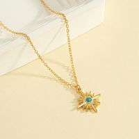 Simple Style Sun Alloy Zinc Plating Inlay Turquoise Women's Pendant Necklace sku image 1