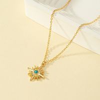 Simple Style Sun Alloy Zinc Plating Inlay Turquoise Women's Pendant Necklace main image 5