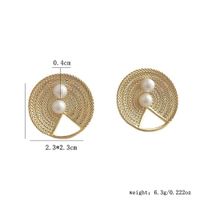1 Pair Simple Style Round Hollow Out Inlay Sterling Silver Pearl Ear Studs main image 2