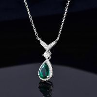 Elegant Classic Style Square Bow Knot Sterling Silver Inlay Artificial Gemstones Necklace main image 7