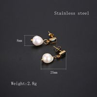 1 Paire Élégant Style Simple Géométrique Placage Incruster Acier Inoxydable 304 Strass Perle D'eau Douce Plaqué Or 18K Boucles D'oreilles main image 2