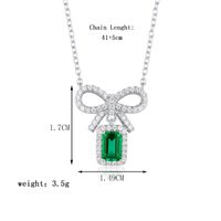 Elegant Classic Style Square Bow Knot Sterling Silver Inlay Artificial Gemstones Necklace main image 10