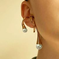 1 Piece Simple Style Solid Color Inlay Alloy Pearl Ear Cuffs main image 1
