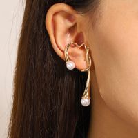 1 Piece Simple Style Solid Color Inlay Alloy Pearl Ear Cuffs main image 3