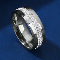Stainless Steel Gold Plated Simple Style Round Plating Inlay Zircon Rings sku image 1