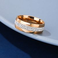 Stainless Steel Gold Plated Simple Style Round Plating Inlay Zircon Rings sku image 11