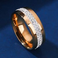 Stainless Steel Gold Plated Simple Style Round Plating Inlay Zircon Rings main image 10