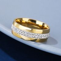 Stainless Steel Gold Plated Simple Style Round Plating Inlay Zircon Rings sku image 6