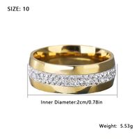 Stainless Steel Gold Plated Simple Style Round Plating Inlay Zircon Rings main image 2