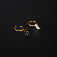 1 Pair Retro Simple Style Tai Chi Enamel Plating 304 Stainless Steel 18K Gold Plated Drop Earrings main image 5