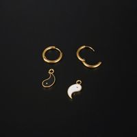 1 Pair Retro Simple Style Tai Chi Enamel Plating 304 Stainless Steel 18K Gold Plated Drop Earrings main image 3