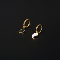 1 Pair Retro Simple Style Tai Chi Enamel Plating 304 Stainless Steel 18K Gold Plated Drop Earrings sku image 1