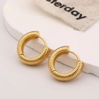 1 Pair Simple Style Round Polishing Plating Stainless Steel 18k Gold Plated Earrings main image 5
