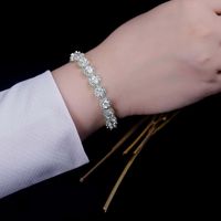 Copper White Gold Plated Classic Style Shiny Round Inlay Zircon Bracelets main image 3