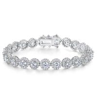 Luxueux Brillant Rond Le Cuivre Placage Incruster Zircon Or Blanc Plaqué Plaqué Or Bracelets main image 3