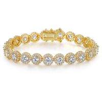 Le Cuivre Or Blanc Plaqué Style Classique Brillant Rond Incruster Zircon Bracelets main image 8