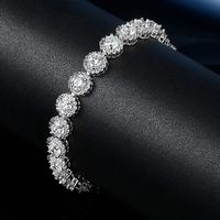 Copper White Gold Plated Classic Style Shiny Round Inlay Zircon Bracelets main image 5
