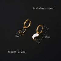 1 Pair Retro Simple Style Tai Chi Enamel Plating 304 Stainless Steel 18K Gold Plated Drop Earrings main image 2
