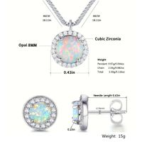 Elegant Luxurious Round Copper Plating Inlay Opal White Gold Plated Earrings Necklace main image 2