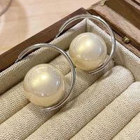 1 Pair Simple Style C Shape Plating Imitation Pearl Gold Plated Ear Studs main image 5