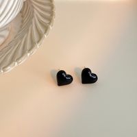 1 Pair Simple Style Heart Shape Stoving Varnish Alloy Ear Studs sku image 2