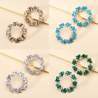 1 Pair Simple Style Round Rhinestone Diamond Zircon Women's Earrings main image 5