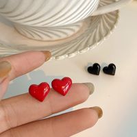 1 Pair Simple Style Heart Shape Stoving Varnish Alloy Ear Studs main image 1