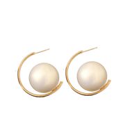1 Pair Simple Style C Shape Plating Imitation Pearl Gold Plated Ear Studs main image 2
