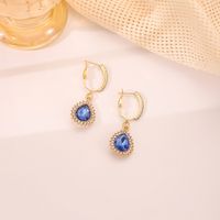 1 Pair Sweet Water Droplets Plating Inlay Alloy Artificial Gemstones Drop Earrings sku image 1