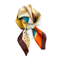 Women's Classic Style Color Block Polyester Printing Silk Scarf main image 4