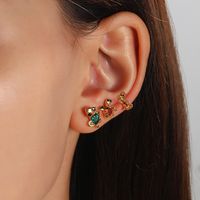 1 Set Cute Cartoon Character Plating Inlay Copper Zircon Ear Studs main image 5