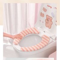 Cute Stripe Flannel Toilet Mat main image 4