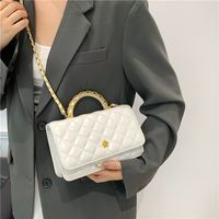Women's Medium Pu Leather Solid Color Streetwear Square Flip Cover Handbag main image 4