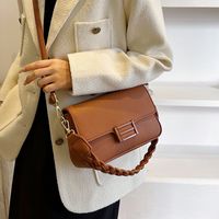 Women's Medium Pu Leather Solid Color Classic Style Square Flip Cover Shoulder Bag main image 5