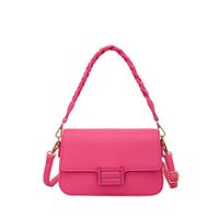 Women's Medium Pu Leather Solid Color Classic Style Square Flip Cover Shoulder Bag sku image 5