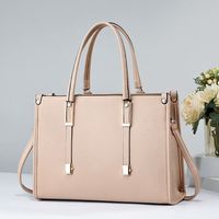 Women's Large Pu Leather Solid Color Classic Style Square Zipper Handbag sku image 4